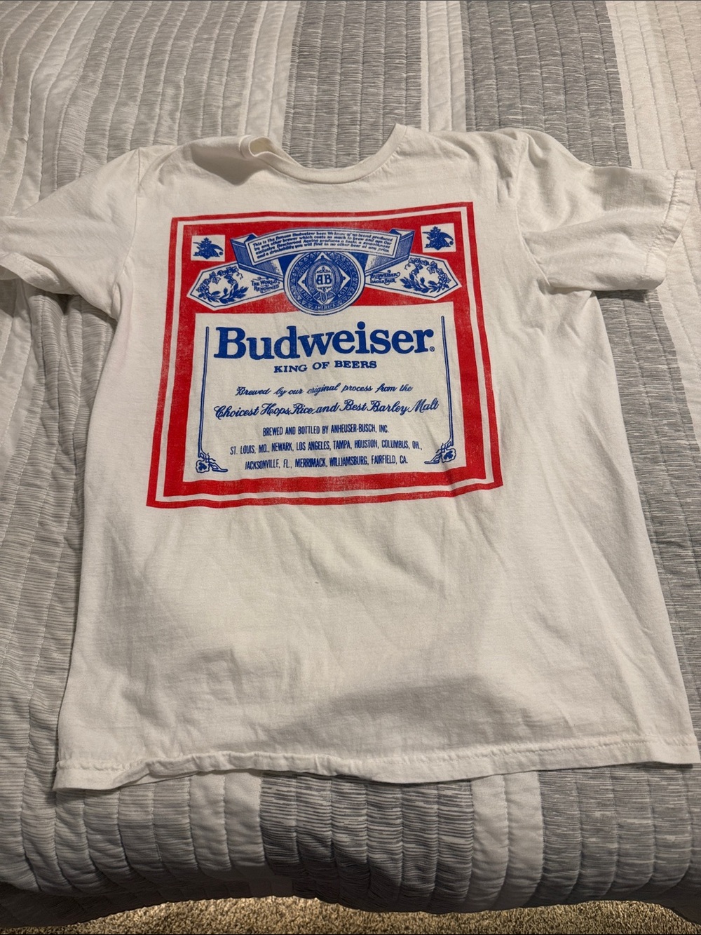 Budweiser White Kids Tee with Red & Blue Label Graphic